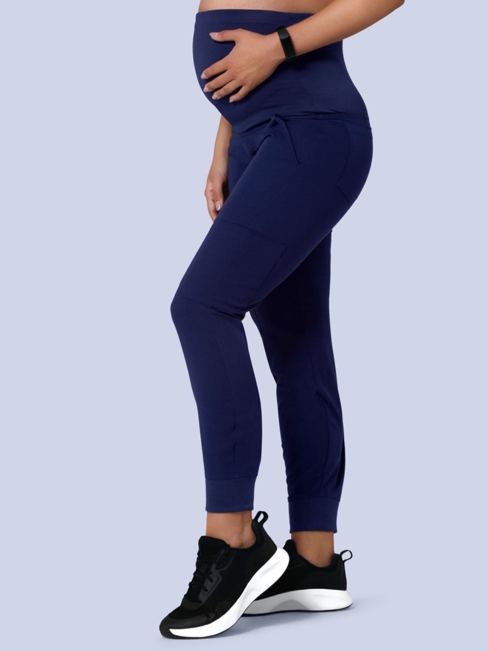 Set of 4 - Maternity Ankle Jogger Pants in Navy, Pewter, Wine and Olive.